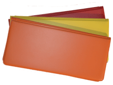 red, orange and yellow vinyl waterproof tally books